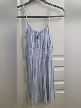 Light Blue and White Striped Babydoll Sundress